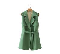 TLMDXTEU Chaleco de Mujer de Vestir Chaleco de chaleco collar color sólido Blazer sin Mangas(M)