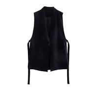 TLMDXTEU Chaleco de Mujer de Vestir Chaleco de cuello en V primavera con chaleco cinturón versátil traje sin mangas for mujeres Blazer sin Mangas(S)