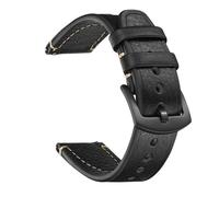 TLMDXTEU Correa de Reloj de Cuero Correa hecha a mano de cuero doble cara vintage FoMujeres Hombres Reemplazo (Schwarz,22mm)