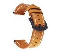 TLMDXTEU Correa de Reloj de Cuero Leather Strap Mad Horse Vintage FoMujeres Hombres Reemplazo (Yellow brown,24mm)
