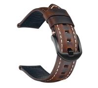 TLMDXTEU Correa de Reloj de Cuero Pulsera de cuero encerado con aceite y correa reloj vintage hecha a mano FoMujeres Hombres Reemplazo (Dark brown,24mm)
