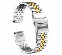 TLMDXTEU Correa de Reloj de Metal para Hombre y Mujer Correa de reloj acero inoxidable con doble hebilla seguridad(Silver Gold,18mm)