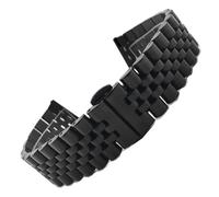 TLMDXTEU Correa de Reloj de Metal para Hombre y Mujer Correa de reloj acero inoxidable, interruptor, pulsera cruda, cierre, banda(Schwarz,22mm)