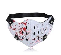 TLMDXTEU Máscara Steampunk Mascarilla facial de cuero con remaches aleación for hombre Cosplay de Halloween(Blanco)