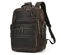 TLMDXTEU Mochila Informal de Cuero Para Hombre Bolso de hombro cuero con mochila USB viaje negocios informal for hombre(Dark brown)