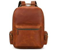 TLMDXTEU Mochila Informal de Cuero Para Hombre Bolso de hombro for hombre, mochila cuero, escolar, bolso for computadora(Red Brown)