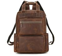 TLMDXTEU Mochila Informal de Cuero Para Hombre Mochila de cuero vintage, bolso viaje, for hombre, hombro(marrón)