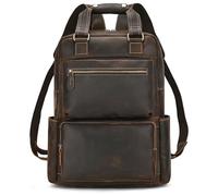 TLMDXTEU Mochila Informal de Cuero Para Hombre Mochila de cuero vintage, bolso viaje, hombro for hombre(Dark Brown)