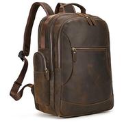TLMDXTEU Mochila Informal de Cuero Para Hombre Mochila de cuero vintage for hombre informal Bolso viaje(Dark brown)