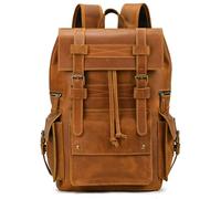 TLMDXTEU Mochila Informal de Cuero Para Hombre Mochila de cuero vintage viaje for el hombro(Light brown)