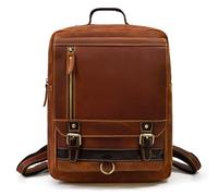 TLMDXTEU Mochila Informal de Cuero Para Hombre Mochila de hombro vintage for hombre, bolso viaje informal cuero(Red Brown)