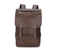 TLMDXTEU Mochila Informal de Cuero Para Hombre Mochila de viaje al aire libre del bolso hombro la PU los hombres simples(Coffee)