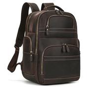 TLMDXTEU Mochila Informal de Cuero Para Hombre Mochila retro de piel vaca for hombre, bolso viaje informal negocios grande