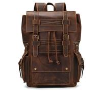 TLMDXTEU Mochila Informal de Cuero Para Hombre Mochila Vintage de Cuero Bolso Hombro Viaje(Coffee)