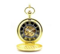 TLMDXTEU Relojes de Bolsillo para Hombre Esqueleto de Reloj Bolsillo mecánico Vintage Tallado con Escudo Dorado Vintage