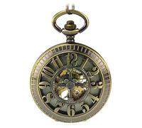 TLMDXTEU Relojes de Bolsillo para Hombre Reloj de Bolsillo mecánico Retro con Superficie Luminosa ahuecada Bronce Vintage(80cm)