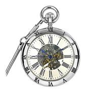 TLMDXTEU Relojes de Bolsillo para Hombre Reloj de Bolsillo Retro con Movimiento mecánico automático Vintage(Blanco)