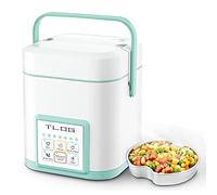TLOG Mini arrocera de 2,5 tazas sin cocer, con revestimiento de cerámica saludable, olla de arroz portátil de 1,2 l de viaje, pequeña para 1 a 3 personas, fabricante de arroz personal, vaporizador de