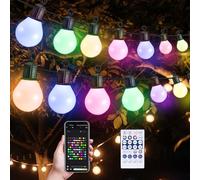 TLPEMN Guirnalda Luces Exterior, 100ft/30M 50 LED Guirnalda Luces Interior con Control Remoto y Aplicación, 16 Millones de Colores y 50 Modos, Cadena de Luces Impermeable con Temporizador para Fiesta