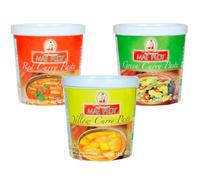 TLT FOODS - PACK 3x Mae Ploy Curry en pasta Tailandés (Rojo, Amarillo, Verde) - 3x400g