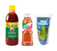 TLT FOODS - PACK Chilerito Salsa Chamoy 355ml + Van Holten's Dill Pickle (Pepinillo gigante americano encurtido) + Tajín Clásico Mezcla de chiles 142g