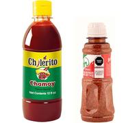 TLT FOODS Pack Salsa Chamoy Chilerito 355ml + Tajín En Polvo Clásico Mezcla De Chiles, Lima y Sal 142g - Condimentos Sazonadores Mexicanos Dulces Y Picantes Para Fruta, Ensaladas y Aperitivos