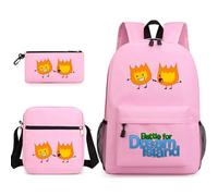 TLXNN Battle for Dream Island - Mochila escolar 3 en 1 para niños, con caja de hombro, estuche para lápices, para adolescentes, niñas, mochila escolar con estampado de anime, Tipo T, 3PCS SET