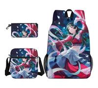 TLXNN Maomao - Juego de mochila 3 en 1 con bolsa de hombro y estuche para lápices, mochila de anime Jinshi con bolsillo frontal, juego de bolsas de día de dibujos animados, TypeL, 3PCS SET