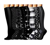 Tlynsnil Calcetines de Compresión para Mujeres y Hombres, 8 Pares Medias de Compresion 15-20 mmHg para Embarazo Viajes Vuelo Ciclismo Enfermera Correr Médicos Atletismo