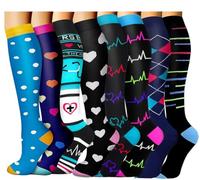 Tlynsnil Calcetines de Compresión para Mujeres y Hombres, 8 Pares Medias de Compresion 15-20 mmHg para Embarazo Viajes Vuelo Ciclismo Enfermera Correr Médicos Atletismo