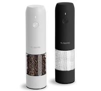 TLYSXPRO Juego de Molinillo Pimienta Eléctrico y Salero, Recargable por USB, Molinillo de Salero y Pimentero con Granulometría Ajustable, Salero y Pimentero Eléctrico, Luz LED (2 Piezas, Negro&Blanco)