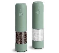 TLYSXPRO Juego de Molinillo Pimienta Eléctrico y Salero, Recargable por USB, Molinillo de Salero y Pimentero con Granulometría Ajustable, Salero y Pimentero Eléctrico, Luz LED (2 Piezas, Sage)
