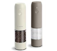 TLYSXPRO Juego de Molinillo Pimienta Eléctrico y Salero, Recargable por USB, Molinillo de Salero y Pimentero con Granulometría Ajustable, Luz LED (2 Piezas, Greige&Buttercream)