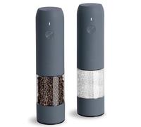TLYSXPRO Juego de Molinillo Pimienta Eléctrico y Salero, Recargable por USB, Molinillo de Salero y Pimentero con Granulometría Ajustable, Salero y Pimentero Eléctrico, Luz LED (2 Piezas, Azul-Gris)