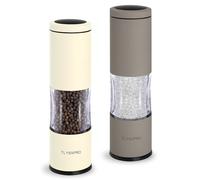 TLYSXPRO Juego de Molinillos de Sal y Pimienta con Molienda Ajustable | Molinillo de Pimienta Manual con Diseño Recargable | Núcleo de Cerámica | Esencial de Cocina (2 Piezas, Greige&Buttercream)