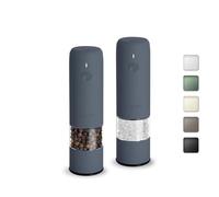 TLYSXPRO Mini Molinillo de Pimienta y Sal Eléctrico, Set de 2, Recargable por USB, Ajuste de Grosor Externo, Molinillo de Especias Compacto con Cepillo de Limpieza (Blue-Grey)