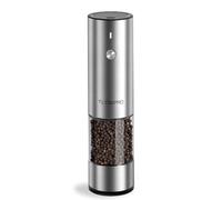 TLYSXPRO Molinillo de pimienta eléctrico, recargable por USB, molinillo automático de sal y pimienta, con ajuste de grosor, luz LED, recargable, accesorio de cocina (1 unidad, Acero inoxidable)