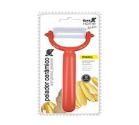 TM Electron HOKN021R Pelador de Frutas y Verduras con Cuchilla de cerámica de 20cm y Mango ergonómico de diseño Redondo