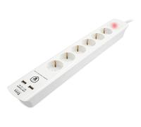 TM Electron TMUAD306 base múltiple de 6 tomas con interruptor y 2 USB, color blanco