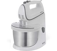TM Electron TMPBA114 batidora amasadora para repostería de 450 w con bol 2.5l de acero inoxidable, ganchos para amasar, varillas y tapa antisalpicadura transparente