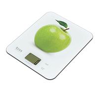 Tm Electron TMPBS021 Báscula Digital de Cocina Ultra Delgada con diseño de Manzana, Pantalla LCD de 18 mm, Cristal, Blanco