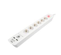 TM Electron TMUAD306 base múltiple de 6 tomas con interruptor y 2 USB, color blanco