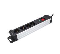TM Electron TMUAD404 base múltiple de 4 tomas con interruptor, protector de sobretensión y acabado en aluminio
