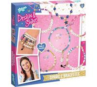 TM ESSENTIALS Design & Shine Pulseras - Juego de pulsera DIY - Cuentas de letra/cuentas de cristal - Perfecto para niños creativos, 15 cm Lang, Plástico, Sin piedras preciosas