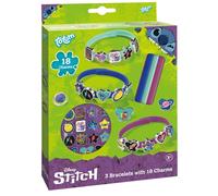 TM ESSENTIALS Stitch - Juego de 18 pulseras de abalorios para niños, color amarillo, azul y rojo para crear tu propia creatividad. Diversión única con bonitos motivos de puntada, 14 Cm, Caucho, No es