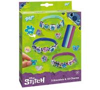 TM ESSENTIALS Stitch - Juego de 18 pulseras de abalorios para niños, color amarillo, azul y rojo para crear tu propia creatividad. Diversión única con bonitos motivos de puntada, 14 Cm, Caucho, No es