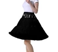 Tmade Falda de tul para mujer, con tutú, para fiestas, multicapa, para cosplay, Negro alargado, Länge 55 cm, Taille 56-100 cm