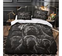 TMBKSDLLB Perros de Raza Cane Corso 3D Impresión Edredón Funda 3pz Microfibra Transpirable Retrato Negro Funda de edredón 2 Fundas antidesvanecimiento Decoración Familia Super King（260x220cm）