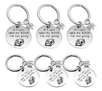 Tmboryuu 6PCS Llavero con Tema de Libro a Granel Juego de Ganchos para Mochila de Acero Inoxidable para Accesorios Escolares Joyería Inspirada en Conocimiento Llavero de Acero Inoxidable Inoxidable