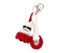 Tmboryuu Accesorio creativo de ganchillo hecho a mano con forma de raqueta de bádminton para personalizar calor y llavero multifuncional para uso diario